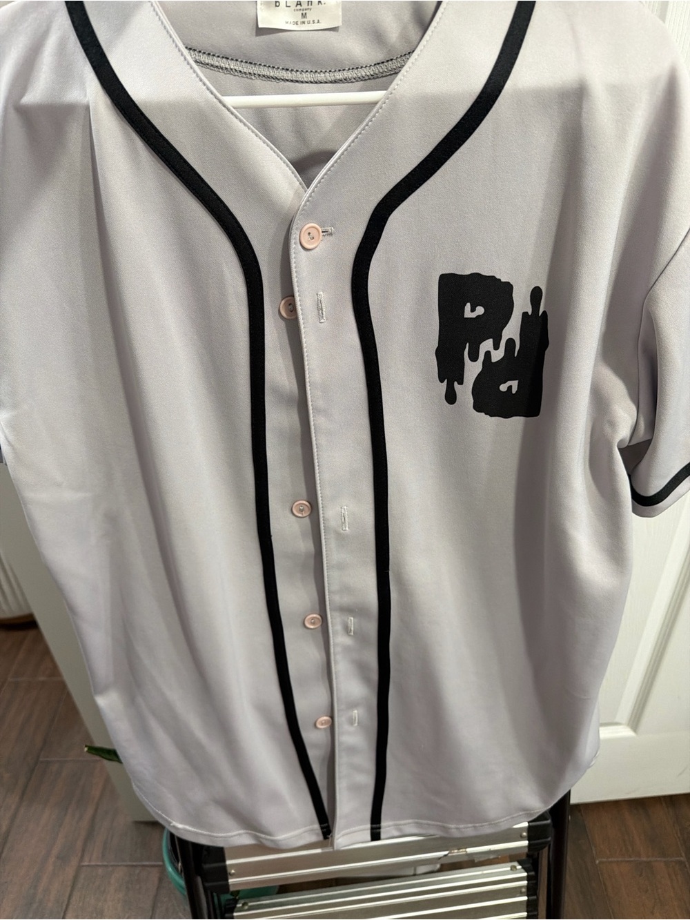 Blank NYC Men’s Light Gray Baseball Jersey with Black Trim
